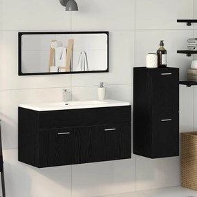 vidaXL Σετ Επίπλων Μπάνιου 3 Τεμαχίων  Μαύρο Δρυς Κατασκευασμένο Ξύλο