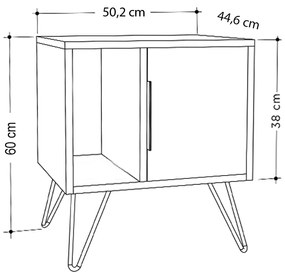 Κομοδίνο μελαμίνης Glynn Megapap χρώμα λευκό 50,2x44,6x58εκ.