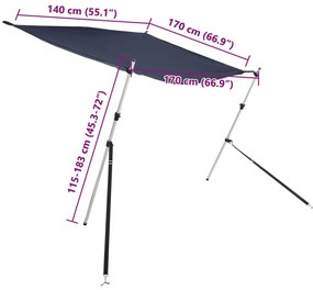 vidaXL Επέκταση Σκιάστρου Σχήμα Τ Μπλε 170x170x(115-183) εκ.