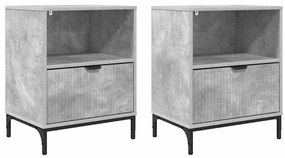 vidaXL Κομοδίνα με συρτάρι 2 pcs Γκρι σκυροδέματος 49 x 36 x 61 εκ