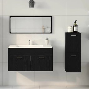 vidaXL Σειρά επίπλων μπάνιου 3 pcs Μαύρη Οξυά 90 x 38.5 x 46 cm