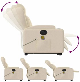 vidaXL Πολυθρόνα Μασάζ Ηλεκ. Ανακλινόμενη με Ανύψωση Κρεμ Υφασμάτινη