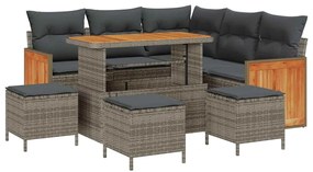 vidaXL Σετ Καναπέ Κήπου με μαξιλάρι 9 pcs Γκρι