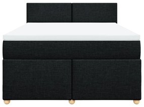 Κρεβάτι Boxspring με Στρώμα Μαύρο 140x190 εκ. Υφασμάτινο - Μαύρο