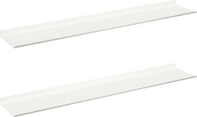 vidaXL Ράφι Τοίχου με ράφι Επιτοίχιο 2 pcs Λευκό 100 x 18 x 2,5 εκ