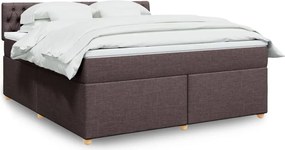 vidaXL Κρεβάτι Boxspring με Στρώμα Σκούρο Καφέ 180x200 εκ Υφασμάτινο