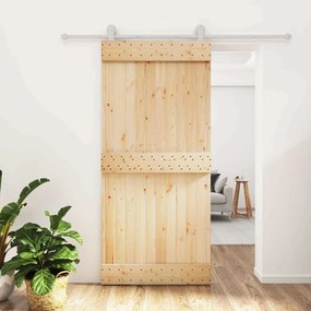 vidaXL Συρόμενη Πόρτα Φυσικό και Λευκό 95 x 210 cm