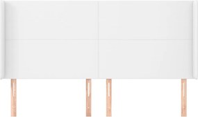 vidaXL Κεφαλάρι με Πτερύγια Λευκό 203x23x118/128 εκ. Συνθ. Δέρμα