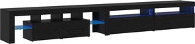 vidaXL Ντουλάπι TV με LED 3 pcs Μαύρη Οξυά 290 x 36,5 x 40 εκ