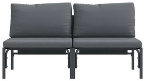 vidaXL Εξωτερικά Έπιπλα με μαξιλάρι με μαξιλάρι Ανθρακί Ατσάλι