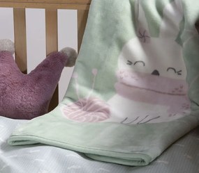 Βρεφική Κουβέρτα Κούνιας I Love Bunnies Pistachio 100x140 Nef-Nef Homeware