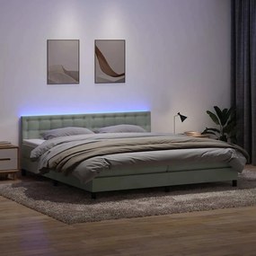 Box Spring κρεβάτι με στρώμα ανοιχτό γκρι 180x220 cm Βελούδινο