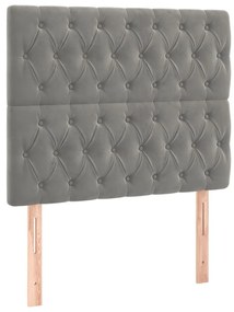 Κεφαλάρι Κρεβατιού LED Ανοιχτό Γκρι 90x7x118/128εκ. Βελούδινο - Γκρι