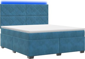 vidaXL Κρεβάτι box spring με στρώμα Μπλε 140 x 200 cm Βελούδο