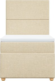 vidaXL Κρεβάτι Boxspring με Στρώμα Κρεμ 90x190 εκ.Υφασμάτινο