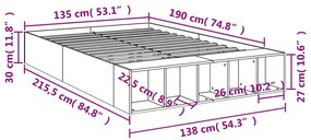 Πλαίσιο Κρεβατιού Λευκό 135x190 εκ. από Επεξεργασμένο Ξύλο - Λευκό