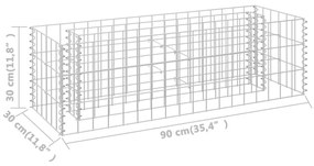 Συρματοκιβώτιο-Γλάστρα Υπερυψωμένη 90x30x30 εκ. Γαλβ. Χάλυβας - Ασήμι