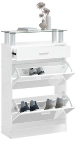 vidaXL Παπουτσοθήκη Γυαλιστερό Λευκό 63x24x104 εκ. Επεξεργασμένο Ξύλο