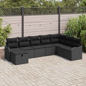 vidaXL Σετ Καναπέ Κήπου με μαξιλάρι 8 pcs Μαύρο Πολυ ράταν