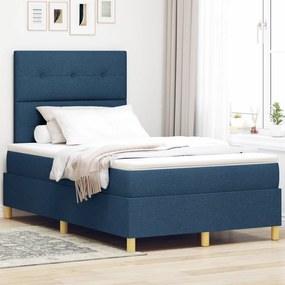vidaXL Κρεβάτι Βάσης με Στρώμα Μπλε 120x200 εκ. Ύφασμα