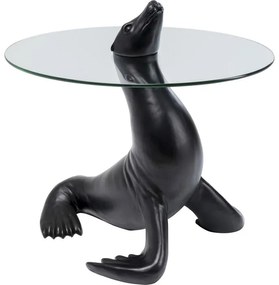 Τραπέζι Βοηθητικό Μαύρο Sea Lion Γυαλί 59.5x49.7 x49.7 εκ. - Μαύρο
