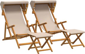 VidaXL Καρέκλα Ακτίνας 4 pcs 3 θέση Στερεό Ξύλο Ευκαλύπτου Μπεζ