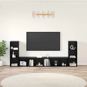 vidaXL Ντουλάπι TV με ράφι με αποθήκευση 4 pcs Μαύρη Δρυς 37 x 35 x 107.5 εκ.