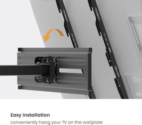 POWERTECH επιτοίχια βάση τηλεόρασης PT-1389, 37-80", έως 40kg, full motion