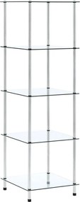 vidaXL Ράφι Διαφανές 5 Επιπέδων 40 x 40 x 130 εκ. από Ψημένο Γυαλί
