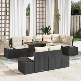 vidaXL Σετ Καναπέ Κήπου με αποθήκευση 9 pcs Μαύρο Πολυ ράταν