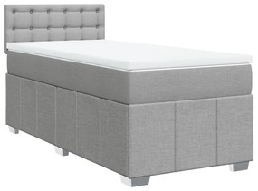 vidaXL Κρεβάτι Boxspring με Στρώμα Ανοιχτό Γκρι 80x200 εκ. Υφασμάτινο