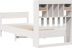 vidaXL Κρεβάτι Βιβλιοθήκη Χωρίς Στρώμα Λευκό 75x190 εκ Μασίφ Πεύκο