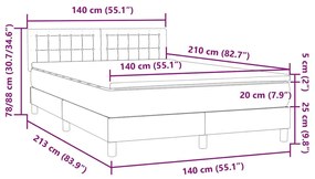 Κρεβάτι Boxspring με Στρώμα Σκούρο Γκρι 140x210 εκ. Βελούδινο - Γκρι