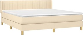 vidaXL Κρεβάτι Boxspring με Στρώμα Κρεμ 160x200 εκ. Υφασμάτινο