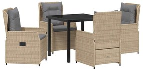 vidaXL Σέτ φαγητού για κήπο 5 pcs Μπεζ συνθετικό ρατάν