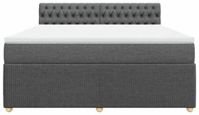 vidaXL Κρεβάτι Boxspring με Στρώμα Σκούρο Γκρι 180x200 εκ Υφασμάτιν