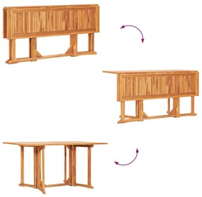 vidaXL Τραπέζι Κήπου Butterfly Πτυσσόμενο 150x90x75 εκ Μασίφ Ξύλο Teak