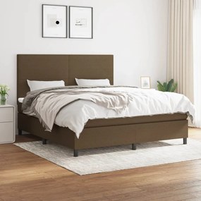 vidaXL Κρεβάτι Boxspring με Στρώμα Σκούρο Καφέ 160x200 εκ Υφασμάτινο