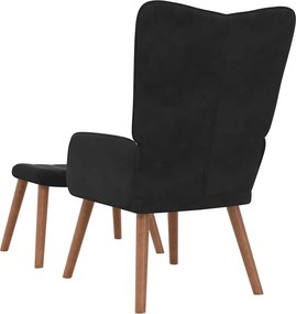 vidaXL Πολυθρόνα Relax Μαύρη Βελούδινη με Σκαμπό