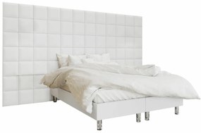 Κρεβάτι continental Logan 102, Διπλό, Continental, Άσπρο, 160x200, Οικολογικό δέρμα, Τάβλες για Κρεβάτι, 360x200x180cm, 152 kg, Στρώμα: Ναι