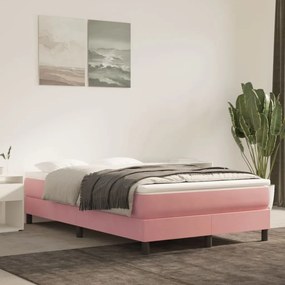 vidaXL Κρεβάτι Boxspring με Στρώμα Ροζ 120x200 εκ. Βελούδινο