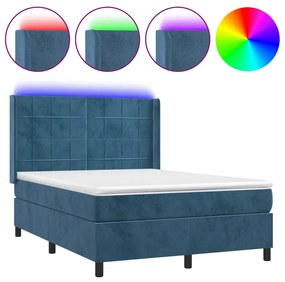 ΚΡΕΒΑΤΙ BOXSPRING ΜΕ ΣΤΡΩΜΑ &amp; LED ΣΚ. ΜΠΛΕ 140X200ΕΚ. ΒΕΛΟΥΔΙΝΟ 3139569