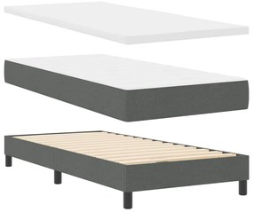 vidaXL Κρεβάτι Box Spring με Ματ σε Σκούρο Γκρι 90x190 εκ