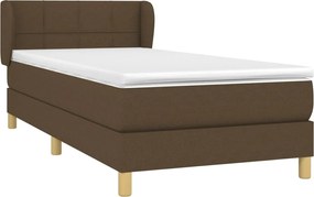 vidaXL Κρεβάτι Boxspring με Στρώμα Σκούρο Καφέ 90x190 εκ. Υφασμάτινο