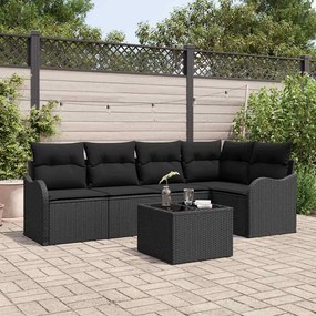 vidaXL Σετ Καναπέ Κήπου με μαξιλάρι 6 pcs Μπεζ Πολυ ράταν