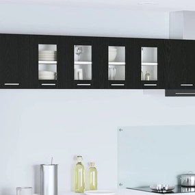 vidaXL Κρεμαστό ντουλάπι 2 pcs Μαύρη Οξυά Επεξεργασμένο Ξύλο