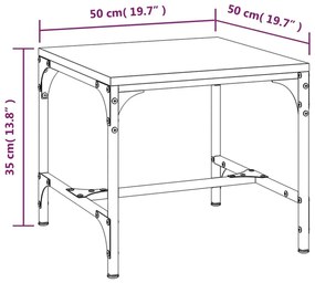 Τραπεζάκι Σαλονιού Καφέ Δρυς 50x50x35 εκ. Επεξεργασμ. Ξύλο - Καφέ