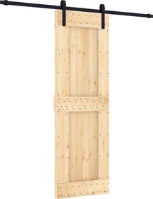 vidaXL Συρόμενη Πόρτα Φυσικό και Μαύρο 70 x 210 cm