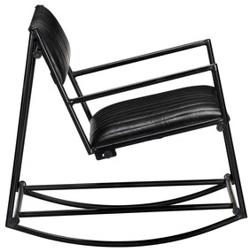 vidaXL 282905  Rocking Chair Black Real Leather