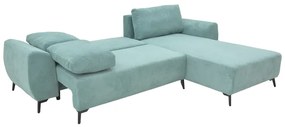 Kαναπές κρεβάτι τριθέσιος αναστρέψιμος Settee ύφασμα με αποθηκευτικό χώρο σε μέντα απόχρωση 286x204x93εκ